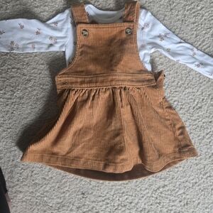 Carter's Brown Corduroy Jumper Dress with White Floral Top
